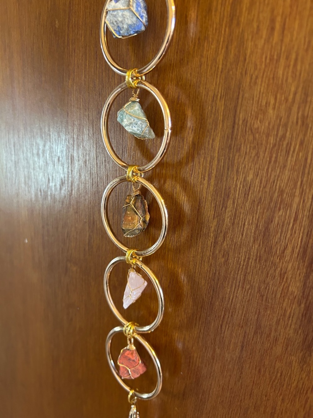 Gold-Tone Multi-Stone Raw Crystal Wall Hanging  - Multicolor -24 inch